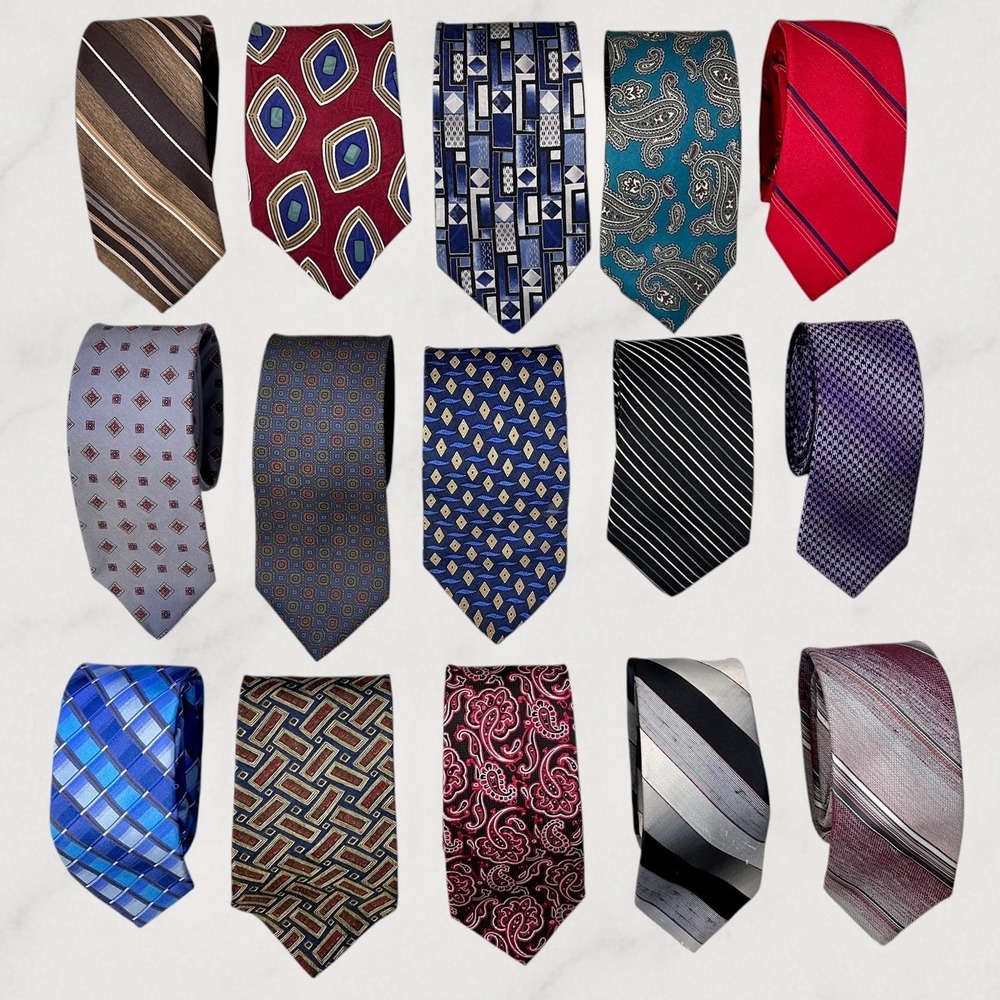 Vintage Mixed‎ Brand Necktie Lot Mens OS Multicolor Good Patterned 15pc